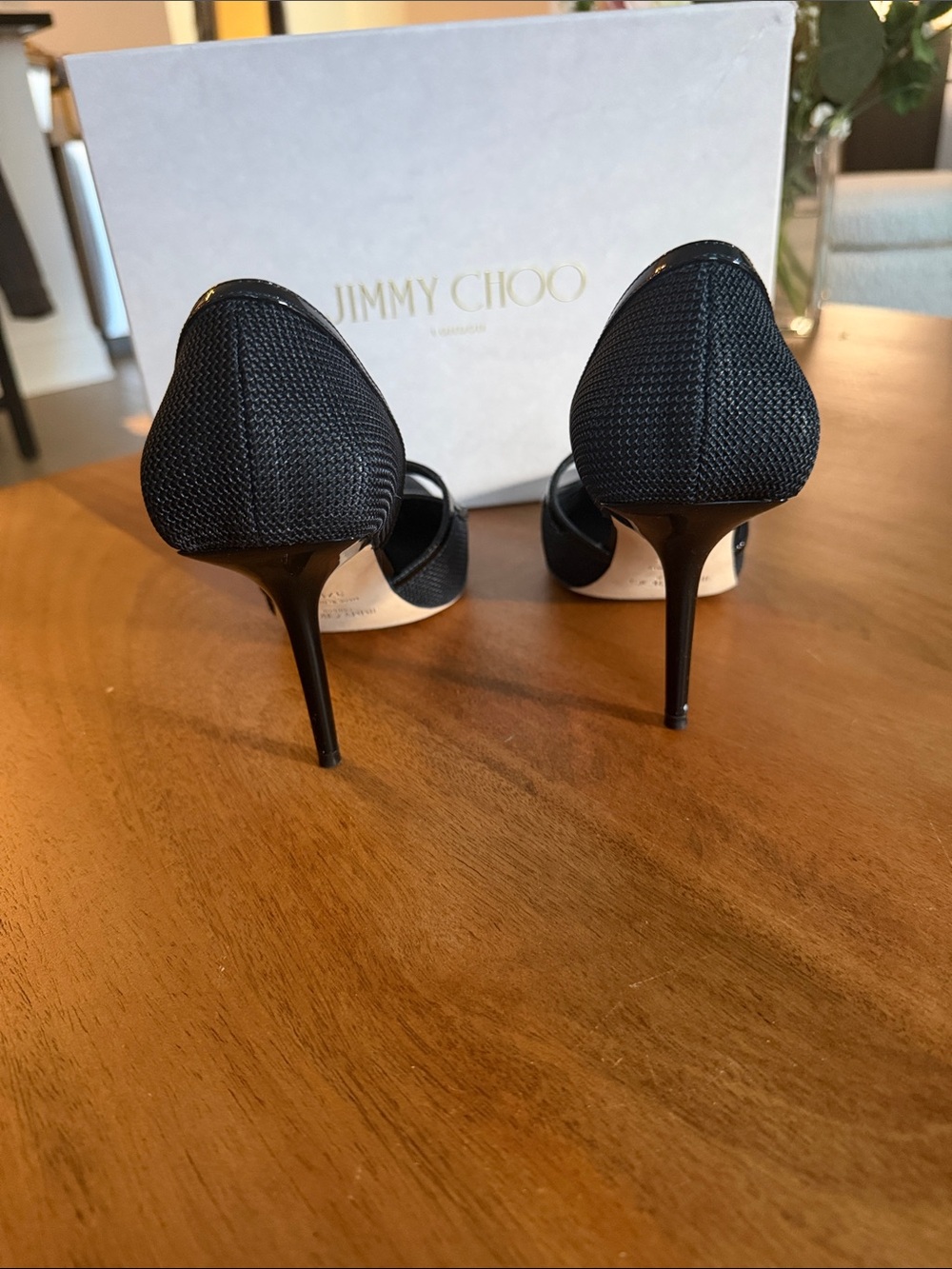 Jimmy Choo Black Pointed Mesh Mary Jane Stiletto Pumps - Picture 3 of 5